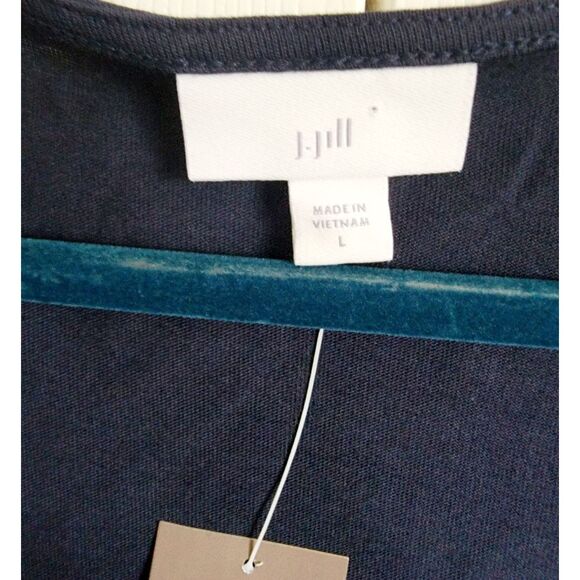 J. JILL L Navy White Embroidered Trim BOHO Tunic Round Neck NWT RV $79 - Picture 6 of 9